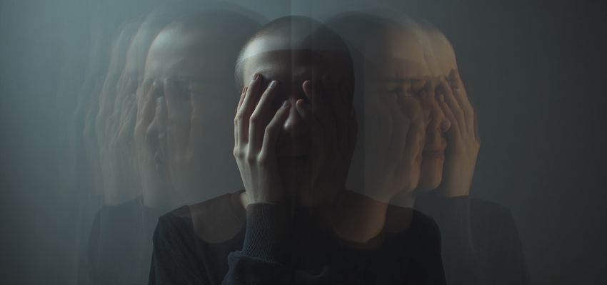 The person experiences symptoms of schizophrenia, such as hearing voices, seeing things that are not there, or having disorganized thinking.